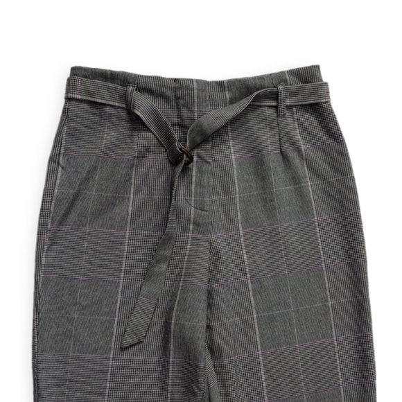 WHO WHAT WEAR WOMEN'S PLAID HIGH-WAIST PANTS SIZE 4. COLOR BLACK, WHITE, PURPLE - Picture 9 of 15